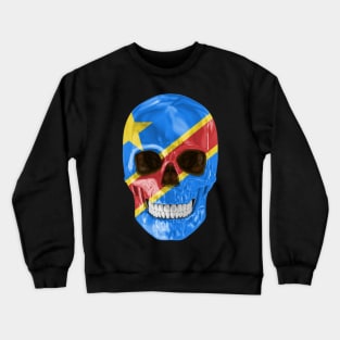 Democratic Republic Of Congo Flag Skull - Gift for Congolese With Roots From Democratic Republic Of Congo Crewneck Sweatshirt